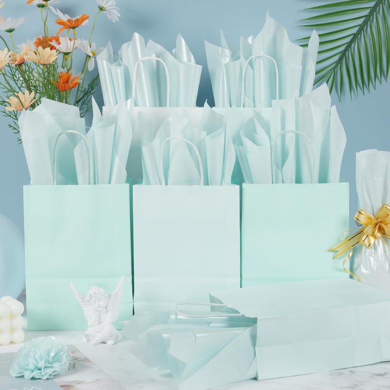 RUIFUN Metallic Light Blue Tissue Paper Sheets 20 x 14 inches  60 Sheets Shiny Baby Blue Tissue Paper for Gift Bags Crafts Gift Wrapping  Blue Tissue Paper Bulk for Birthday Weddings Baby Shower Party Decor - Image 3